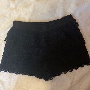 Black Lace Ruffle Shorts